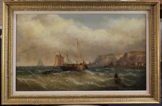 James W Bartholomew (19th century) Fishing boats off the coast, 18 x 30in.